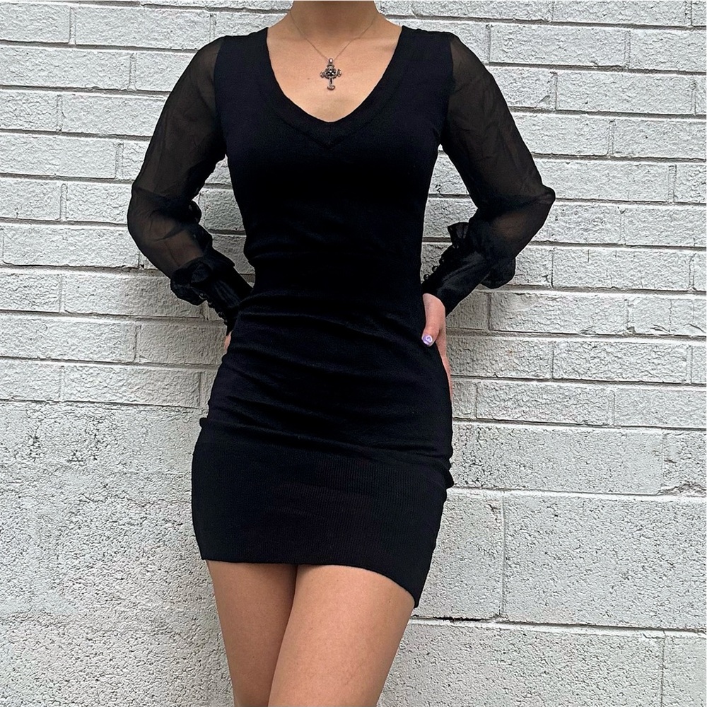 XOXO Y2K Black Lace Up Corset Back Mini Dress XS